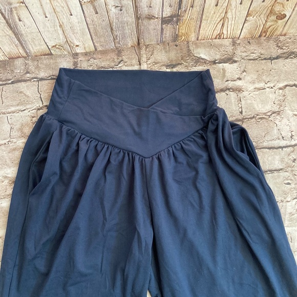 NWT SUNYAA Tommy control navy V cross high waist wide leg yoga pant  2 XL, M. - Picture 7 of 14